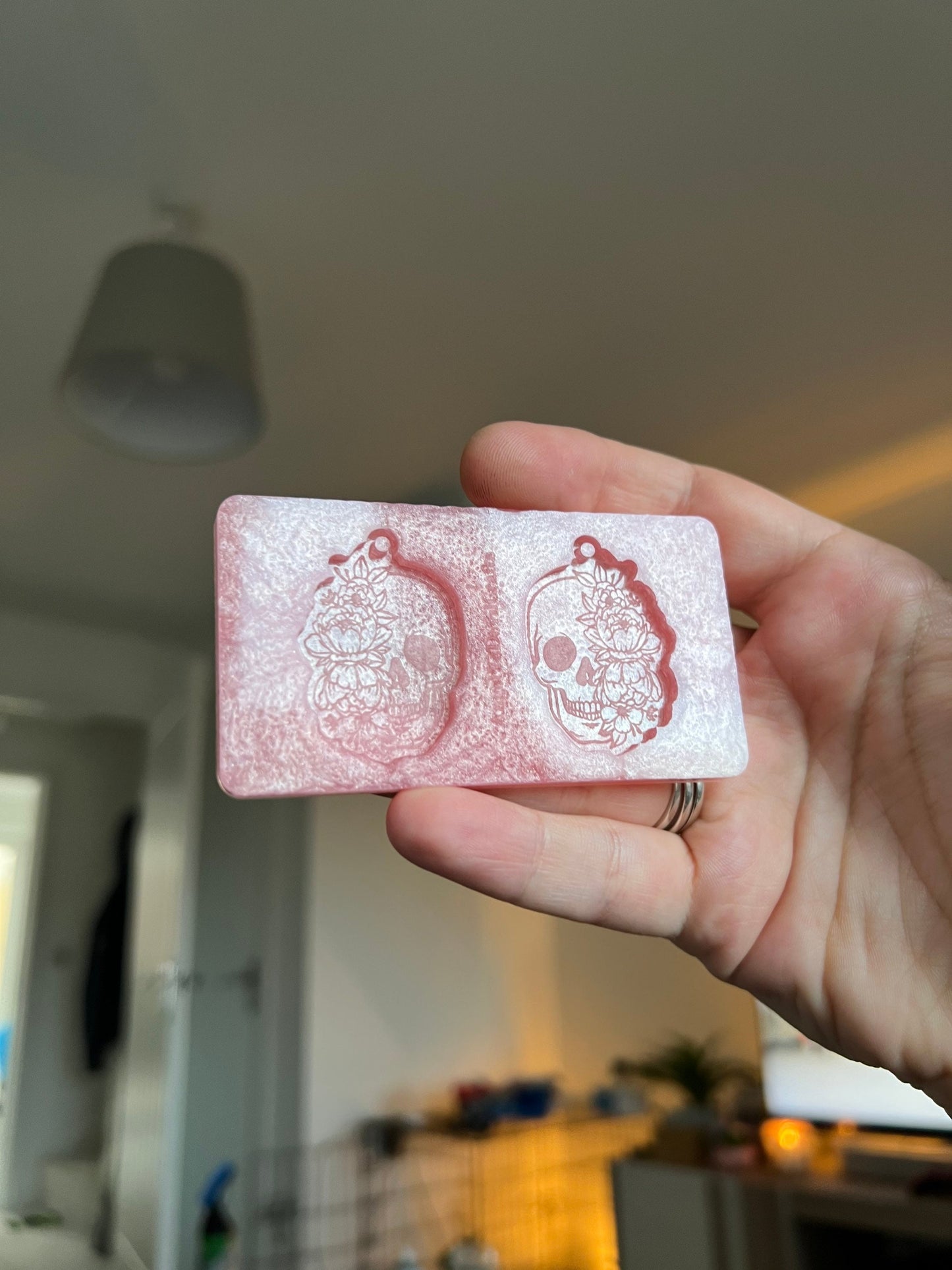1.5 inch Half Flower Skulls Silicone Mould