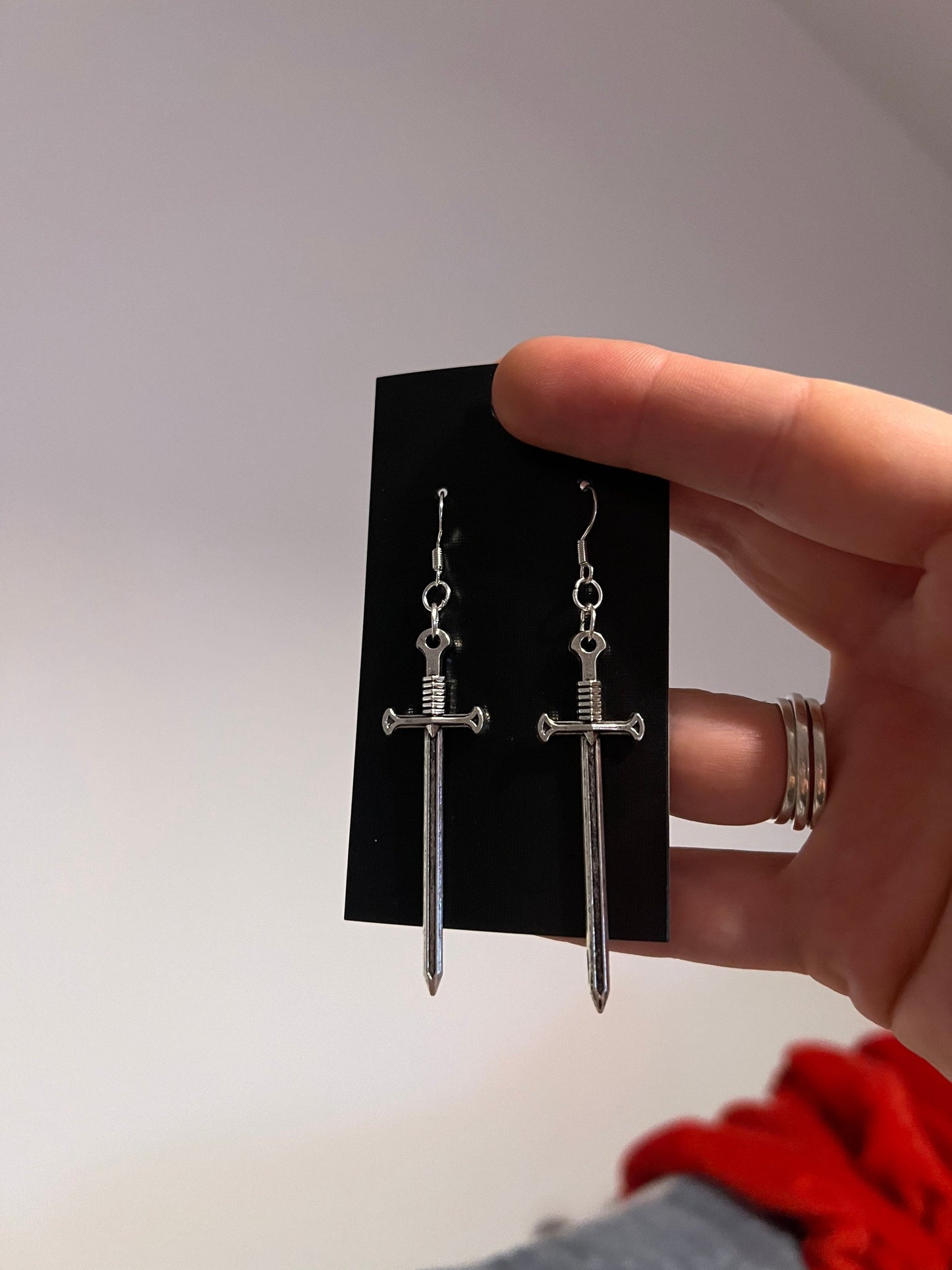 2 inch Metal Sword Earrings