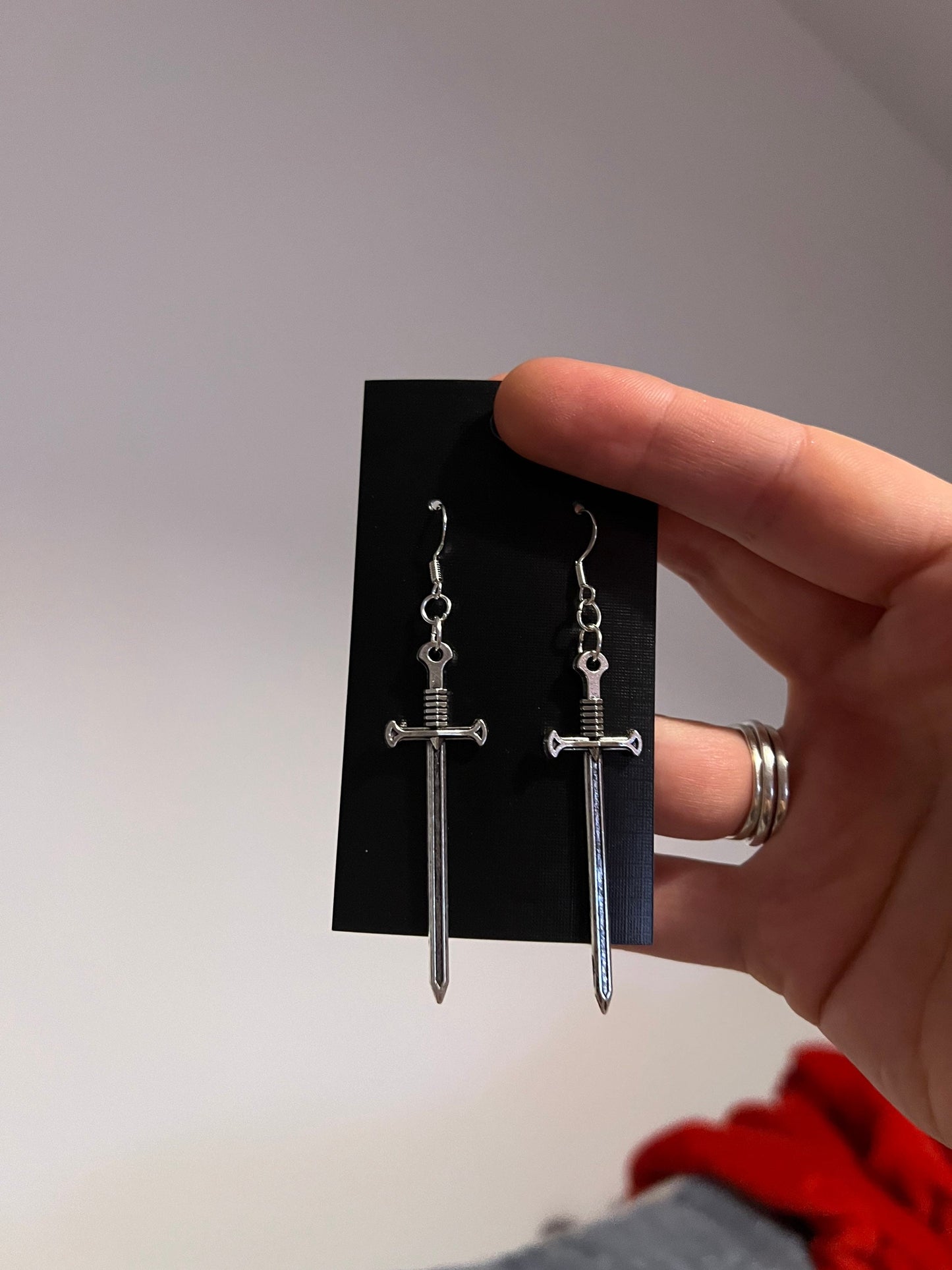 2 inch Metal Sword Earrings