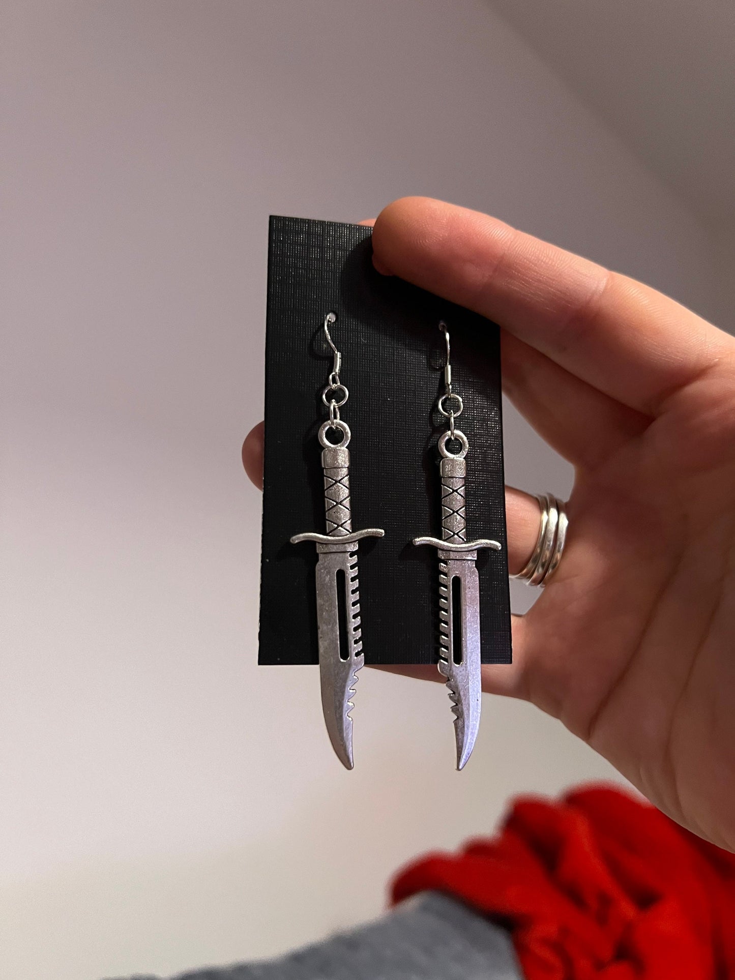 2.5 inch Metal Dagger Earrings