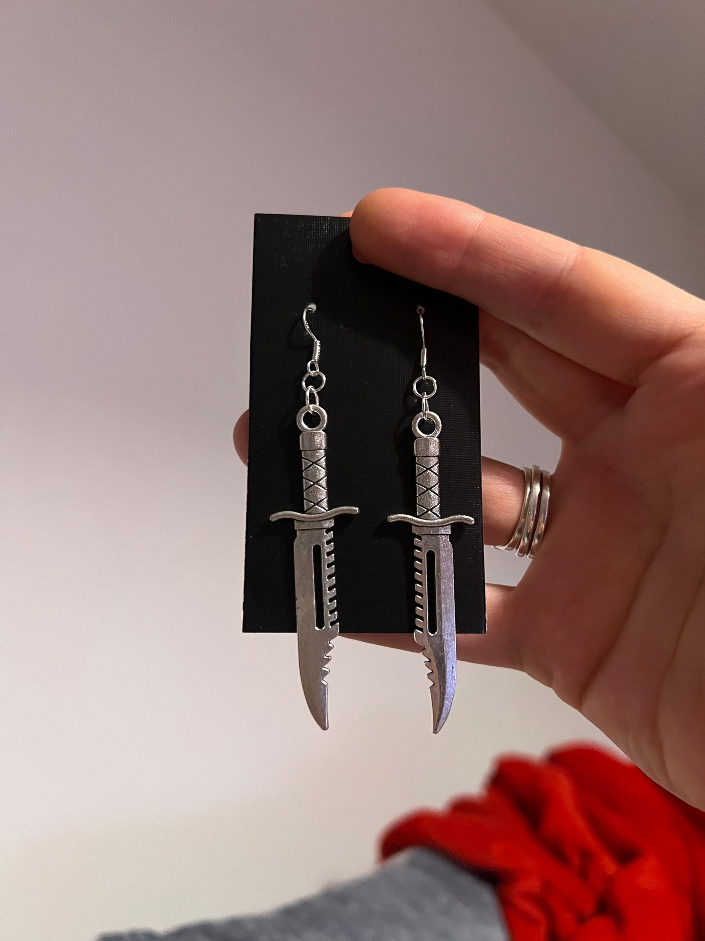 2.5 inch Metal Dagger Earrings