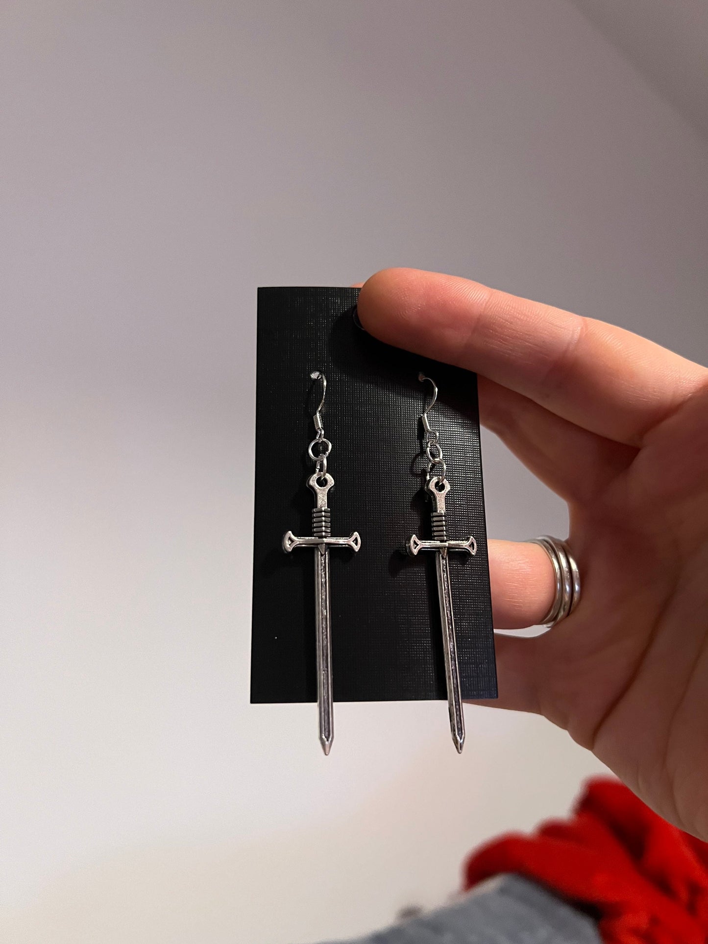 2 inch Metal Sword Earrings