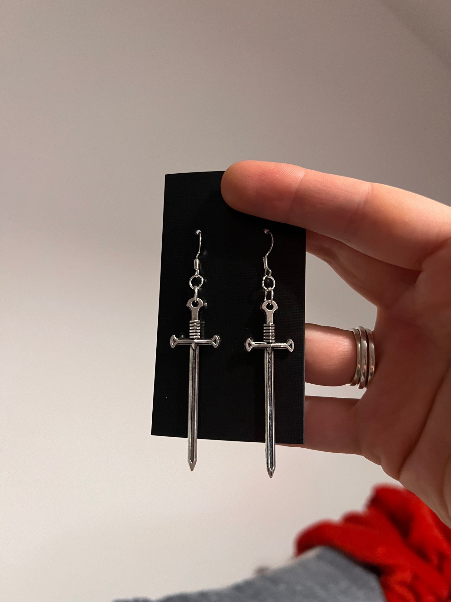 2 inch Metal Sword Earrings