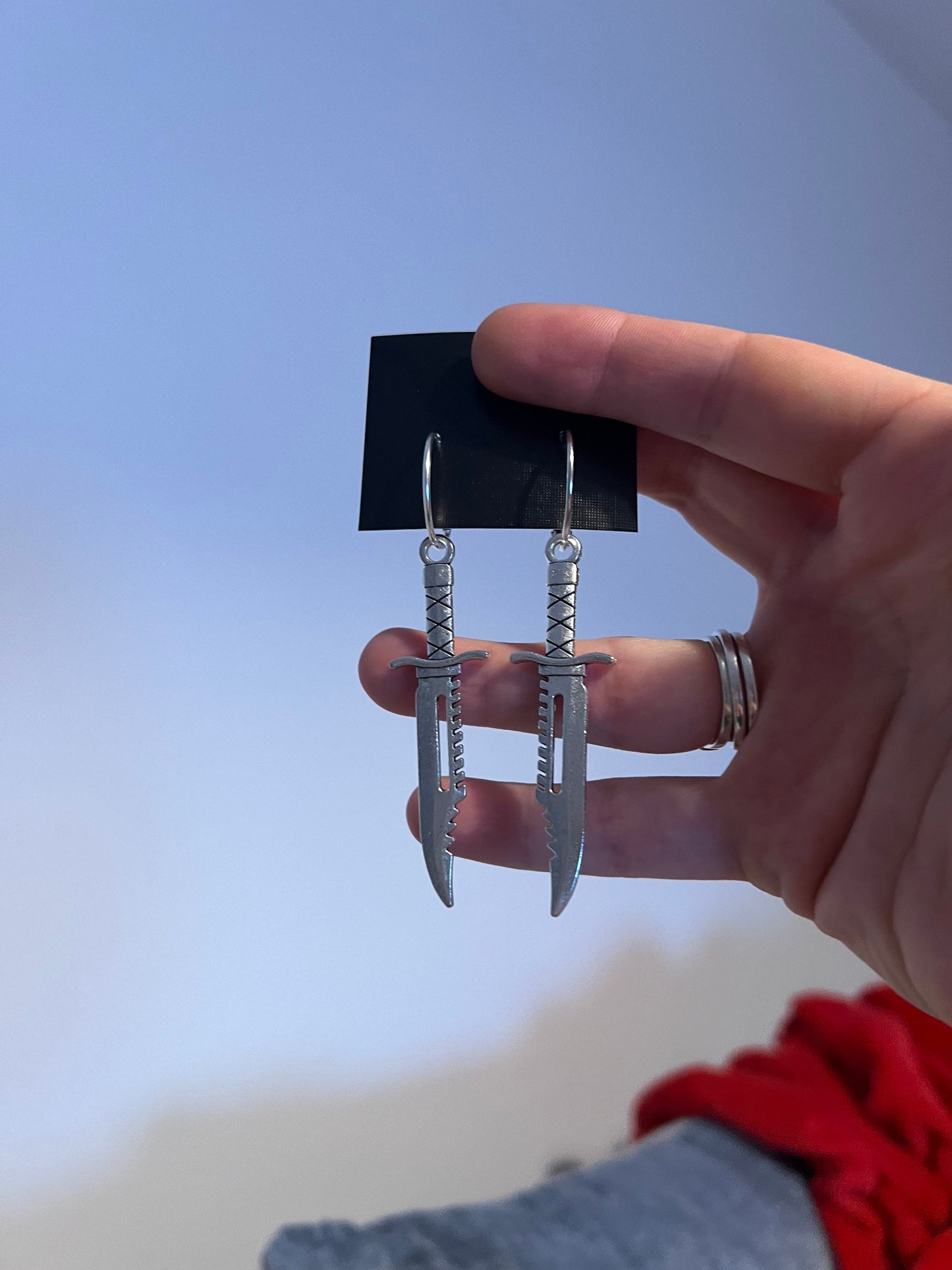 2.5 inch Metal Dagger Earrings