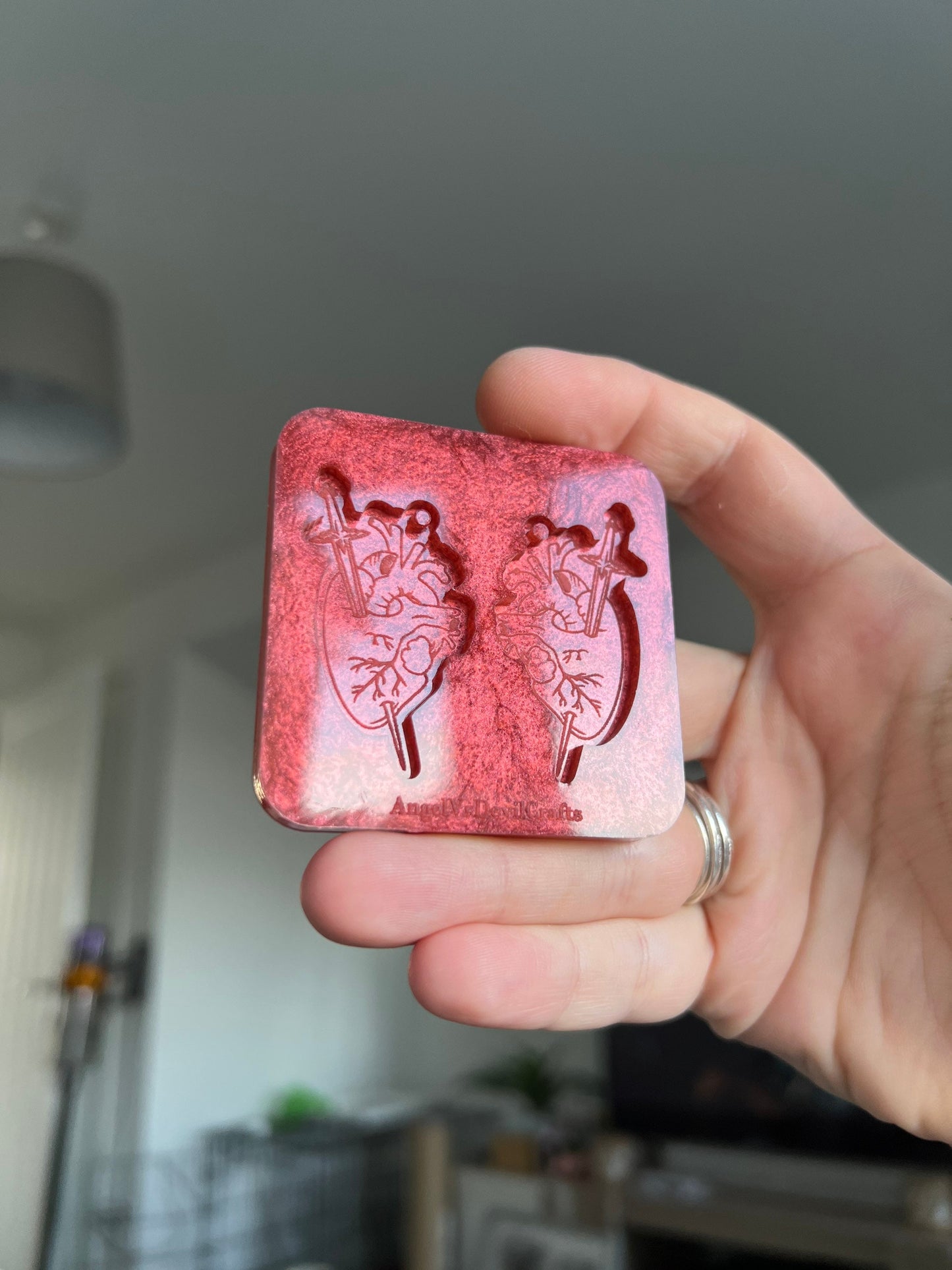 1.5 inch Sword Through Anatomical Hearts Silicone Mould
