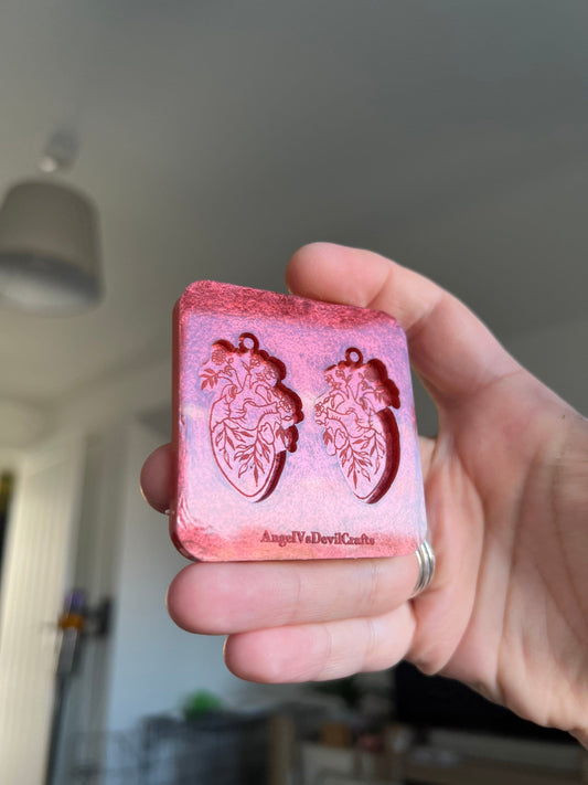 1.5 inch Floral Anatomical Hearts Silicone Mould